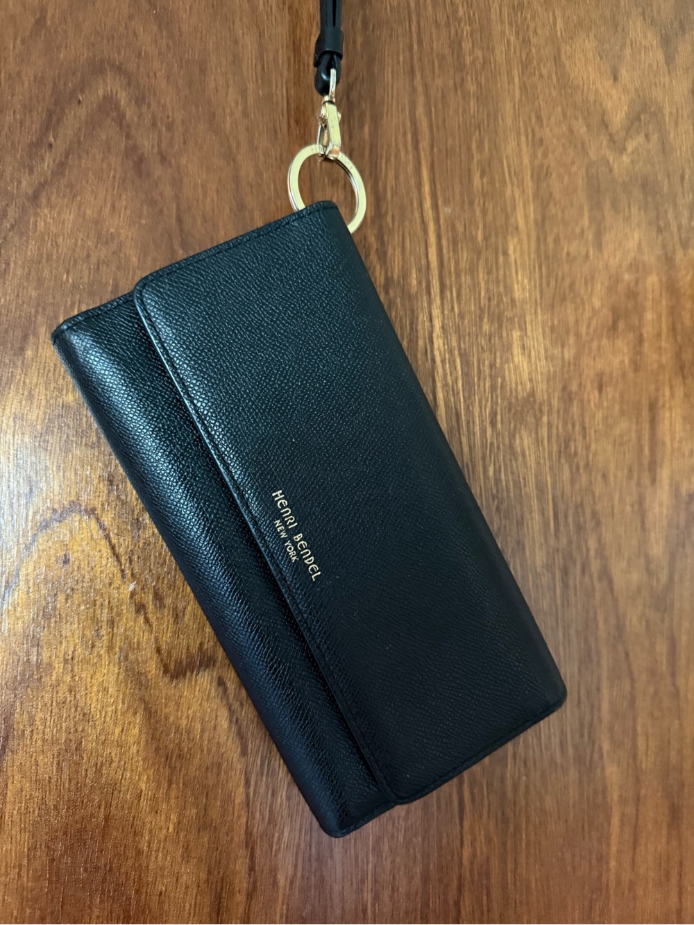 Henri Bendel Black Leather Uptown Organizer Wristlet Wallet Rare